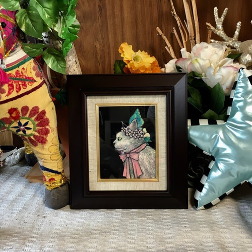 「白猫」アクリル画 原画 SMキャンバス 額なし dffc9d811a2a80015573447817cf65