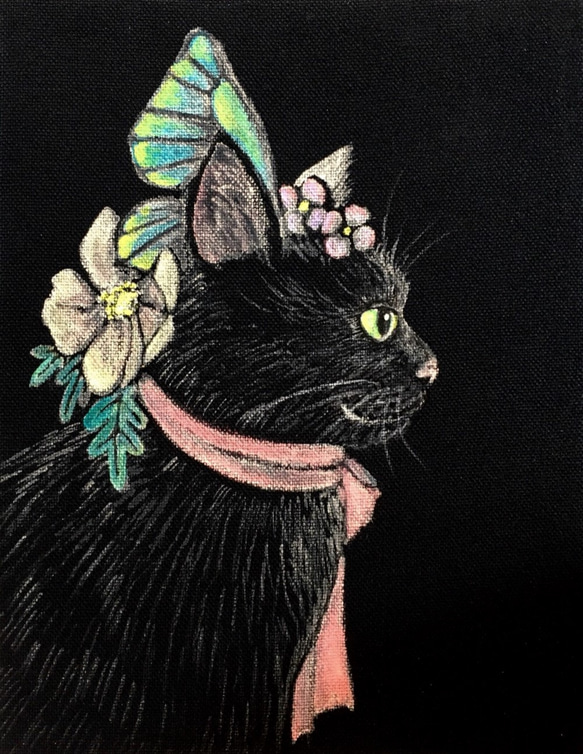 Yahoo!オークション - 黒猫の絵 オリジナル 一点物 アクリル画