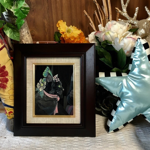 絵画 猫 黒猫 アクリル画 アンティーク インテリア 猫の絵 プレゼント 贈り物 Amazon.co.jp: 黒猫 絵画 アクリル画 ネコ インテリア 真作
