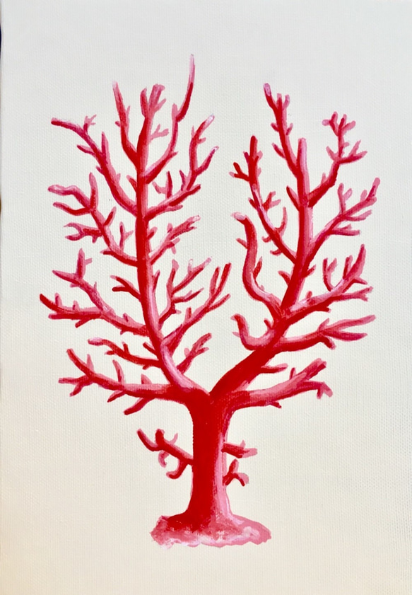 mamuko様専用　額付きアート「赤い珊瑚」アクリル画　原画　ｓｍサイズキャンバス (額は別売り） 1枚目の画像