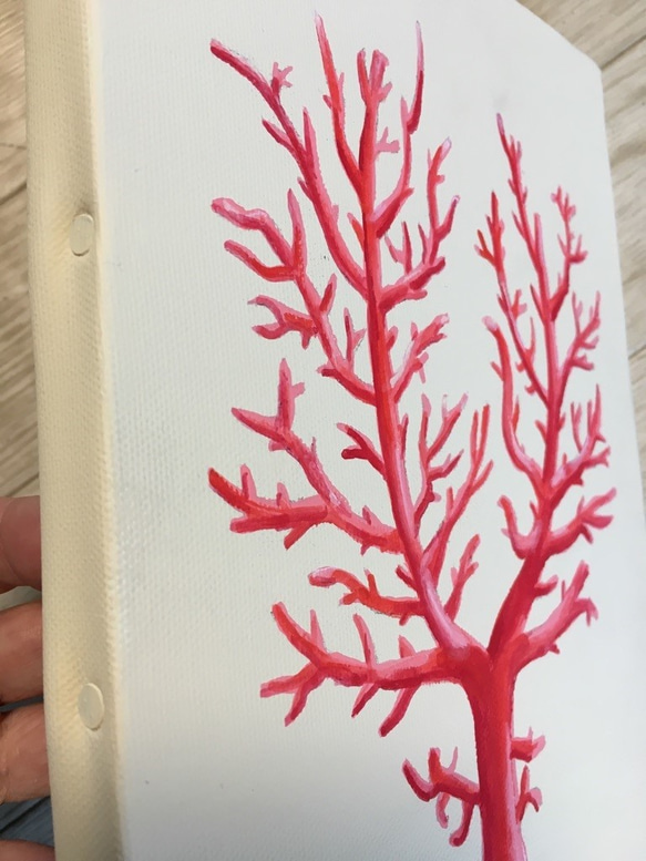 mamuko様専用　額付きアート「赤い珊瑚」アクリル画　原画　ｓｍサイズキャンバス (額は別売り） 2枚目の画像