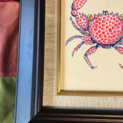 アート「水玉蟹」アクリル画　原画　ｓｍサイズキャンバス (額は別売り） 4枚目の画像
