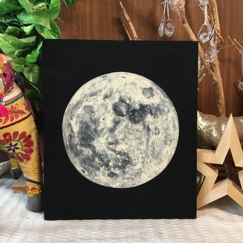 送料無料＞ アート「満月」 アクリル絵の具 原画 F10 大きな作品です