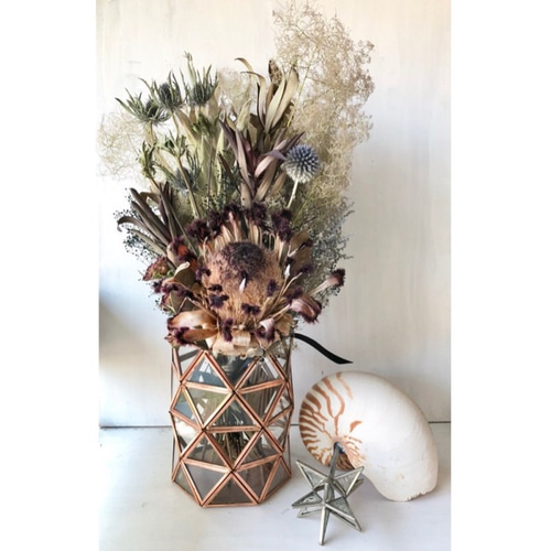 リース　スモークツリー　三日月リース　ドライフラワー　スワッグ　ブーケ ドライフラワー スワッグ プリザーブドフラワー ブロカント