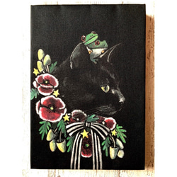 星月猫☆アート「黒猫」絵画 SM 複製画 木製パネル貼り 「011」 絵画