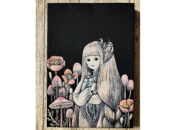 星月猫★アート「蝉を抱く少女」絵画　SM　木製パネル貼り22.7cmｘ15.8cm　厚み２㎝　「001」 1枚目の画像