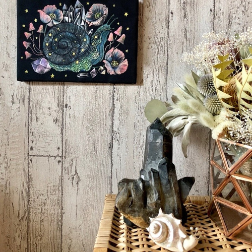星月猫☆アート「カタツムリ銀河」絵画 SM 複製画 木製パネル