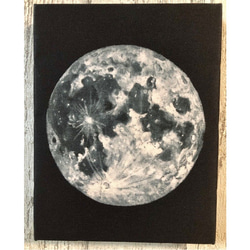 星月猫★アート「満月」絵画　F0 複製画　木製パネル貼り　18cmｘ14cm　厚み２㎝「004」 1枚目の画像