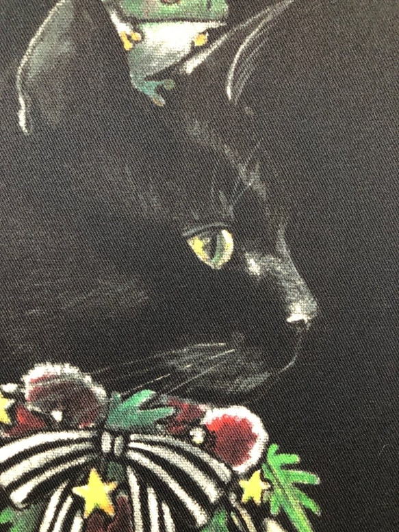 星月猫★アート「黒猫」絵画　F3 複製画　木製パネル貼り27.3cmｘ22cm　厚み２㎝　「011」 2枚目の画像