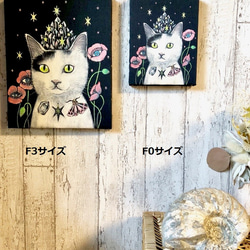 星月猫★アート「クラスタークラウン　ににこ」絵画F0 複製画　木製パネル貼り　18cmｘ14cm　厚み２㎝「001」 4枚目の画像