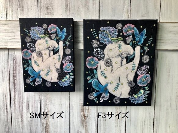 星月猫★アート「夢の中へ」絵画　F3 複製画　木製パネル貼り27.3cmｘ22cm　厚み２㎝　「004」複製画 5枚目の画像