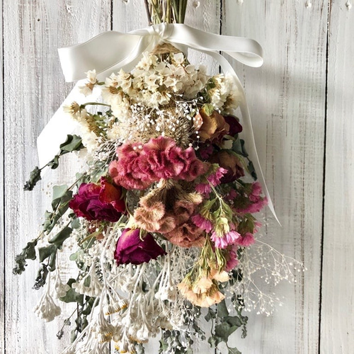 sale 星月猫☆「ケイトウと薔薇のスワッグ」ドライフラワー ブーケ