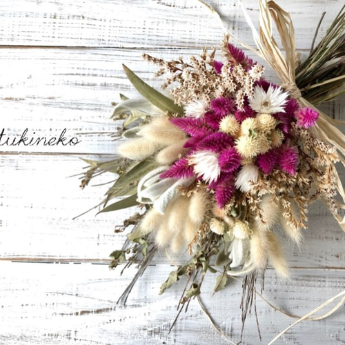 星月猫☆「セロシアとラグラス タタリカのスワッグ」ドライフラワー