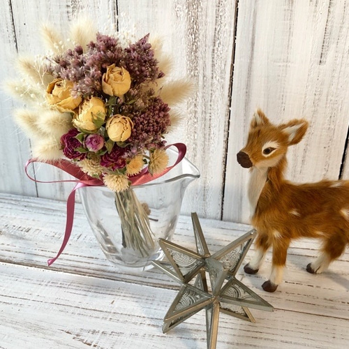 星月猫☆「2色の薔薇とフジバカマの小さなブーケ」ドライ