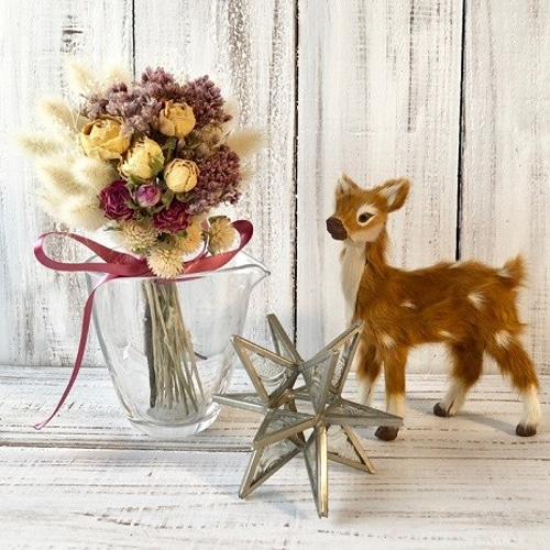 星月猫☆「2色の薔薇とフジバカマの小さなブーケ」ドライ