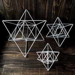 ヒンメリ「マカバ」小サイズ星型　野外使用可なアルミ製　オプションでサンキャッチャー　幾何学オブジェ　シルバー　クリスマス 1枚目の画像