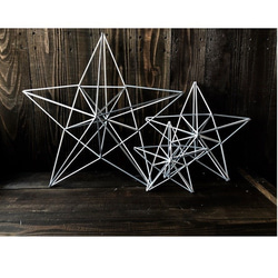 ヒンメリ「ペンタグラム　五芒星」中サイズ星型　野外使用可なアルミ製　オプションでサンキャッチャー　幾何学オブジェ 1枚目の画像
