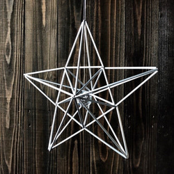 ヒンメリ「ペンタグラム　五芒星」中サイズ星型　野外使用可なアルミ製　オプションでサンキャッチャー　幾何学オブジェ 5枚目の画像