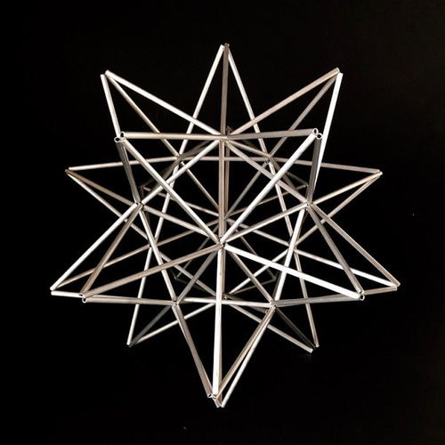 Xmas himmeli黒//ヒンメリオーナメント ヒンメリ「太陽 the sun」大サイズ星型 野外使用可なアルミ製 幾何学