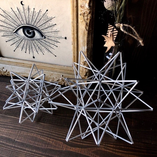 ヒンメリ「太陽 the sun」大サイズ星型 野外使用可なアルミ製 幾何学