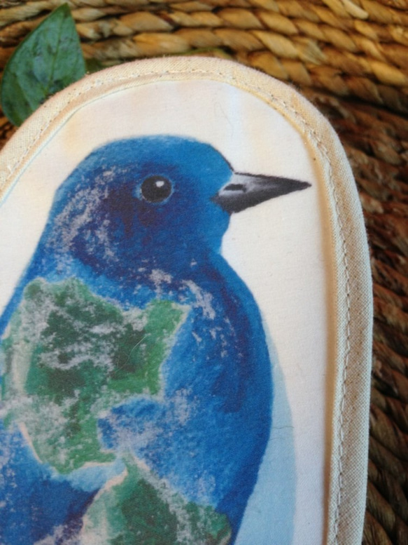 アースバード　地球柄の小鳥ポーチ　ペンケース 2枚目の画像