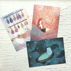 イラストポストカード|落ち葉とキツネ 4枚目の画像
