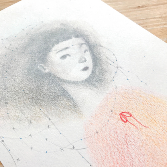 橘紅色的荊棘少女 手繪插畫明信片 第3張的照片