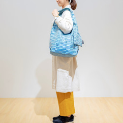 *Sold Out*【防水・撥水エコバッグ】Umbrella cloth bag 　カーネーション　ライトブルー 4枚目の画像