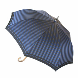 【紳士 晴雨兼用雨傘 ジャンプ傘】Tie Stripe×Plain BLUE 4枚目の画像