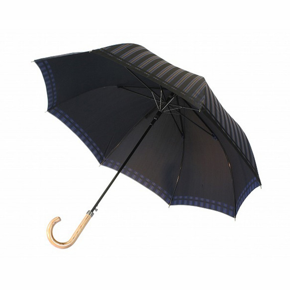 【紳士 晴雨兼用雨傘 ジャンプ傘】Tie Stripe×Plain BLUE 5枚目の画像