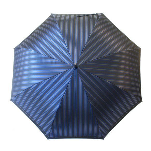 【紳士 晴雨兼用雨傘 ジャンプ傘】Tie Stripe×Plain BLUE 6枚目の画像