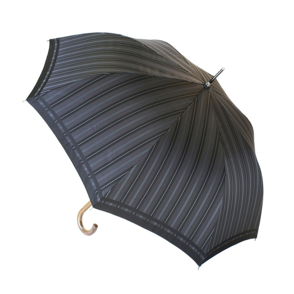 【紳士 晴雨兼用雨傘 ジャンプ傘】Tie Stripe×Plain GRAY 3枚目の画像