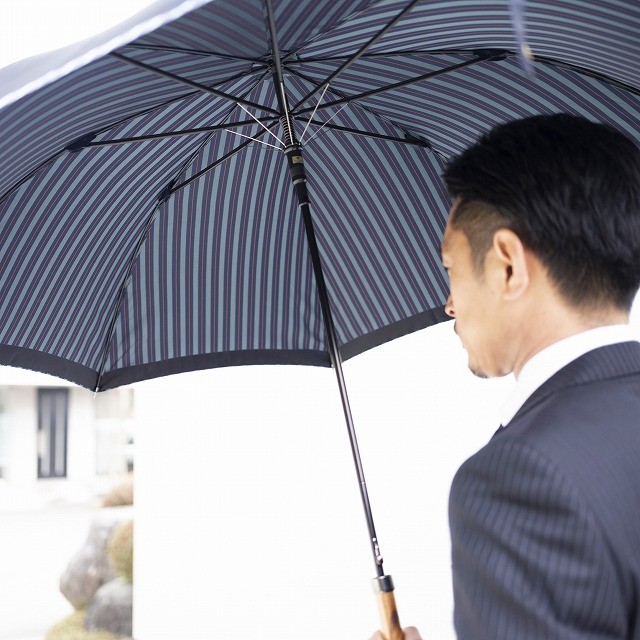晴雨兼用傘 日傘 長傘 ジャンプ傘 メンズ 雨傘 日本製   おしゃれ 大人 ビジネス カジュアル ネイビー 紺