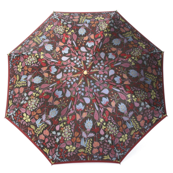 【晴雨兼用 折りたたみ傘】Stig Lindberg HERBARIUM レッド 2枚目の画像