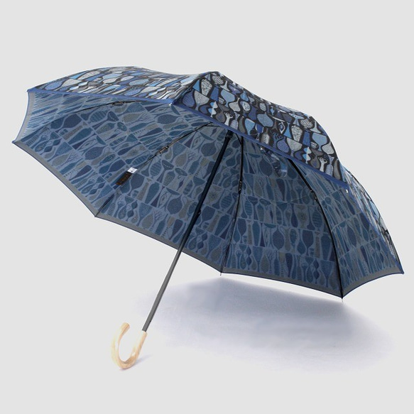【晴雨兼用 折りたたみ傘】Stig Lindberg POTERRY ブルー 5枚目の画像