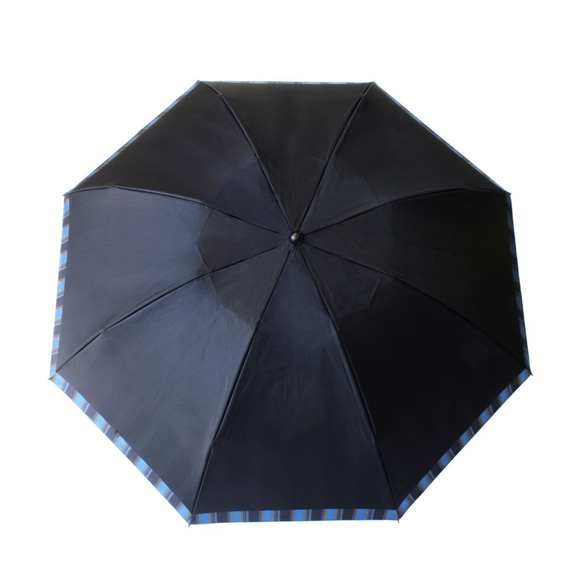 【紳士 折りたたみ 晴雨兼用雨傘】Tie Plain×Stripe DarkNAVY 5枚目の画像