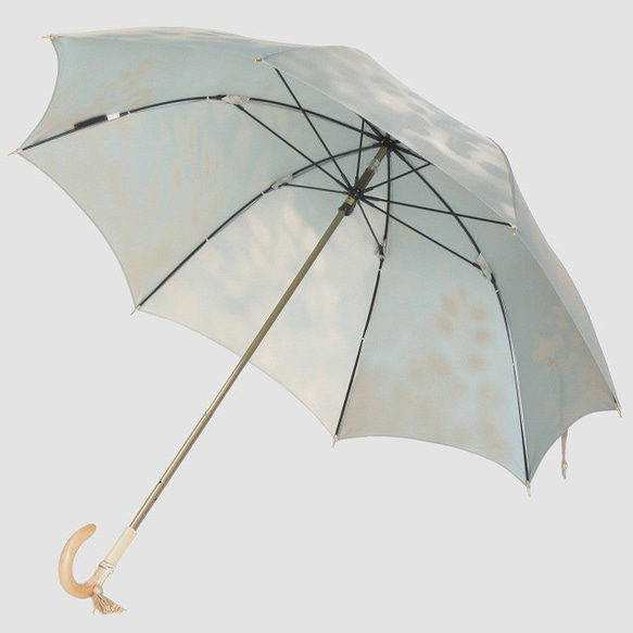 【晴雨兼用 ショート傘】こもれび　ブナ：ライトブルー 5枚目の画像