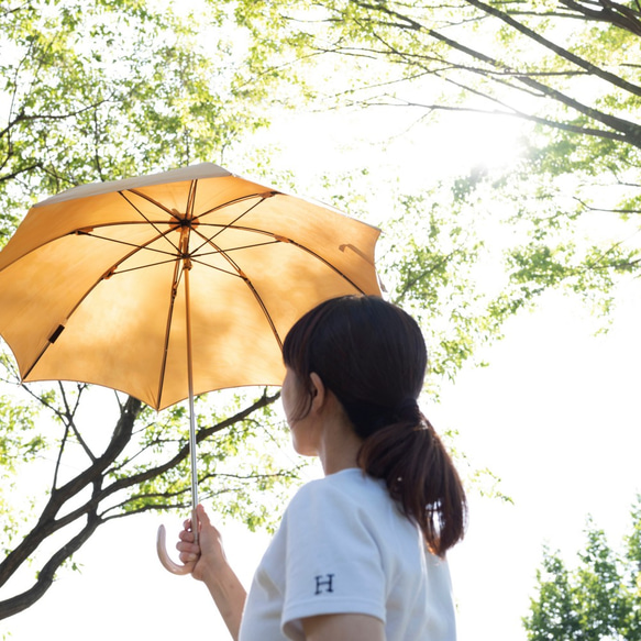 【晴雨兼用 ショート傘】こもれび　カエデ：イエロー 1枚目の画像