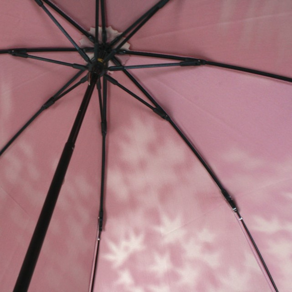 【晴雨兼用 折りたたみ傘】こもれび　カエデ：ピンク 5枚目の画像