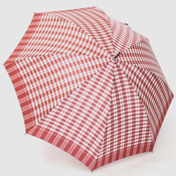 【雨傘】レトロチェック 　ギンガム風チェック：ピンク 5枚目の画像