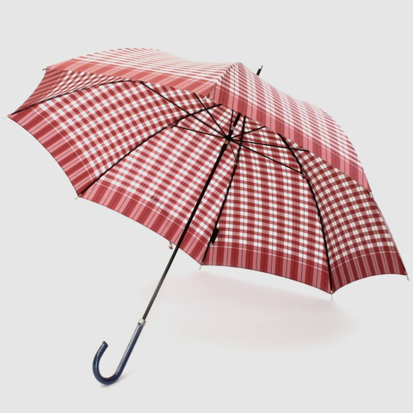 【雨傘】レトロチェック 　ギンガム風チェック：ピンク 3枚目の画像