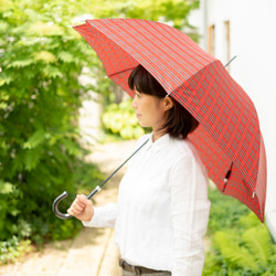 【雨傘】レトロチェック　タータンチェック：レッド 2枚目の画像