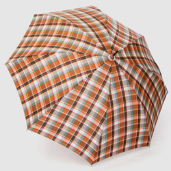 【雨傘】レトロチェック　マドラス風チェック：オレンジ 6枚目の画像