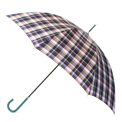 【雨傘】レトロチェック 　マドラス風チェック：ブルー 1枚目の画像