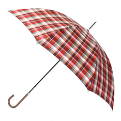 【雨傘】レトロチェック　マドラス風チェック：レッド 1枚目の画像
