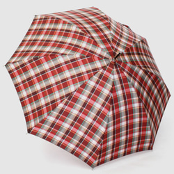 【雨傘】レトロチェック　マドラス風チェック：レッド 5枚目の画像