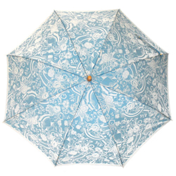 【晴雨兼用 ジャンプ傘】kirie 更紗 レイクブルー 3枚目の画像