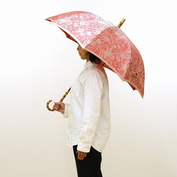 【晴雨兼用ジャンプ傘】kirie 更紗 ルージュ 1枚目の画像