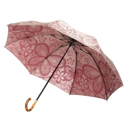 【晴雨兼用折りたたみ傘】kirie 蝶々 ワインレッド 3枚目の画像