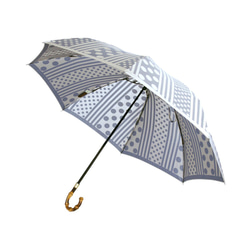 【晴雨兼用折りたたみ傘】kirie ドットとストライプ アッシュブルー 3枚目の画像